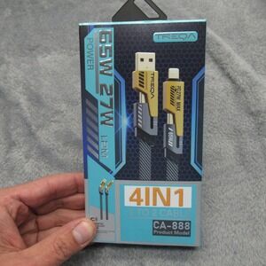 FAST CHARGING 4-in-1 USB Lightning‎ Cable USB-A Type-C 65W 27W Power 1.2M NWB